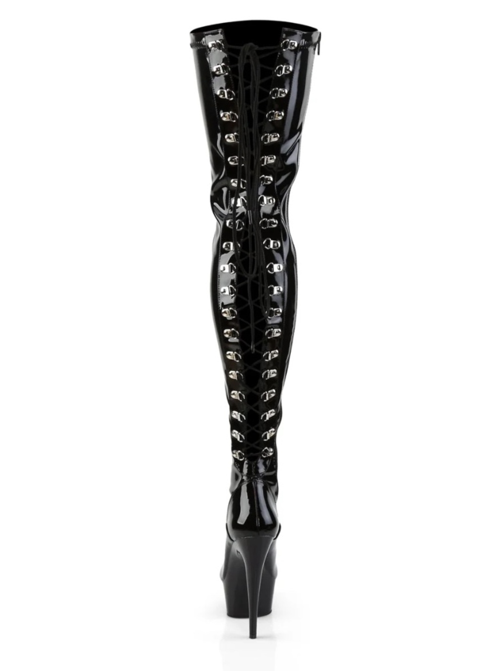 PLEASER Delight 3063 Platform Heels D-Ring Lace Up Patent Leather Boots sz 10